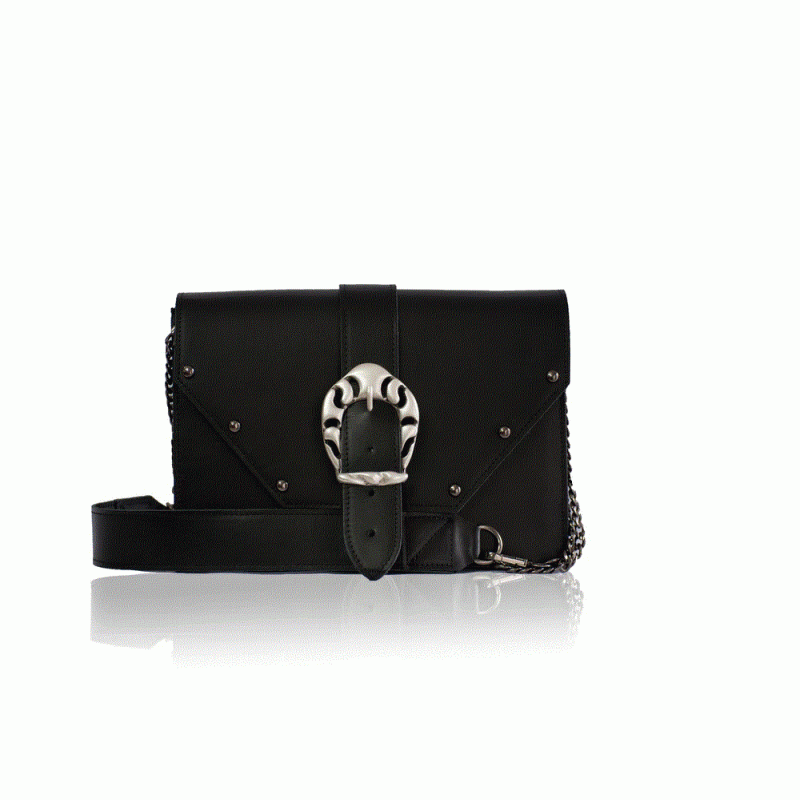 Briana Leather Shoulder Bag - Black BONENDIS