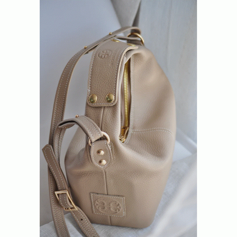 Mitsi Leather Handbag - Taupe BONENDIS