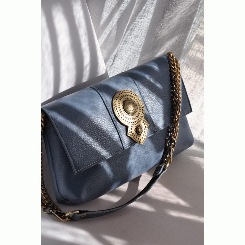 Aurora Leather Shoulder Bag - French Blue Bonendis 