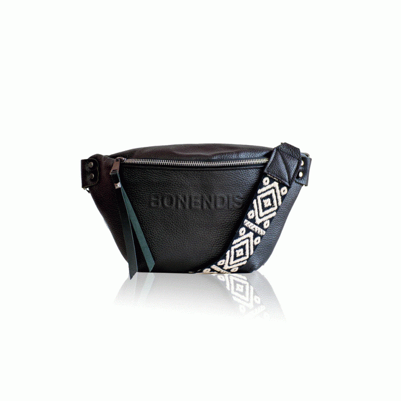 Venus Leather Belt Bag - Black Bonendis