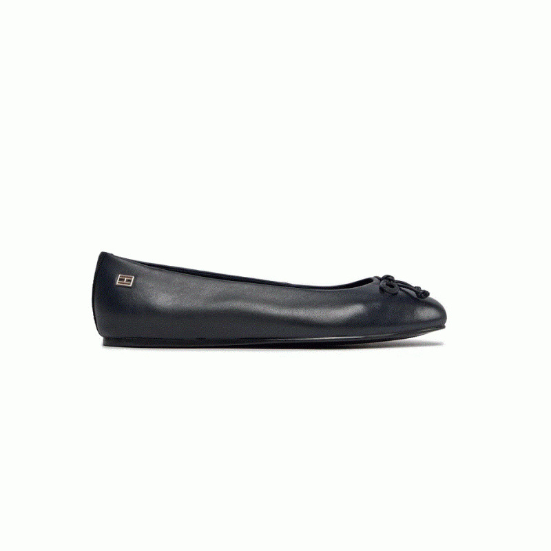 FW0FW07768 ESSENTIAL LEATHER BALLERINA NAVY TOMMY HILFIGER 