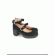  VERONICA BLACK SUEDE STRAPPY RUBBER HEELS (7,5cm) DEBOUR 