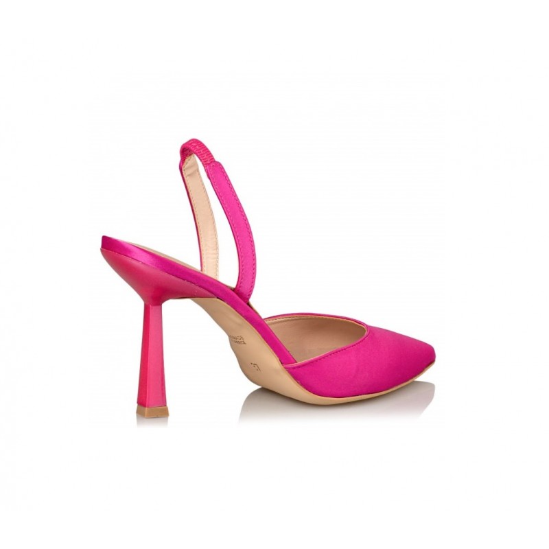 E02-15142-46 PINK SATIN SLINGBACK PUMPS ENVIE SHOES