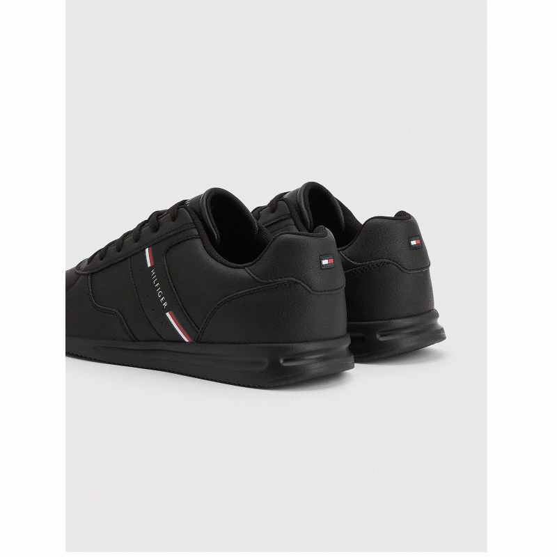 FM0FM04016 LIGHTWEIGHT LEA SNEAKER STRIPES BLACK TOMMY HILFIGER 