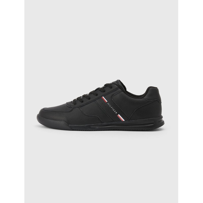 FM0FM04016 LIGHTWEIGHT LEA SNEAKER STRIPES BLACK TOMMY HILFIGER 