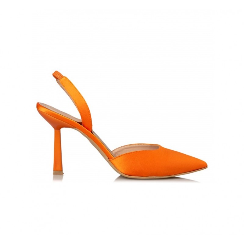 E02-15142-46 ORANGE SATIN SLINGBACK PUMPS ENVIE SHOES