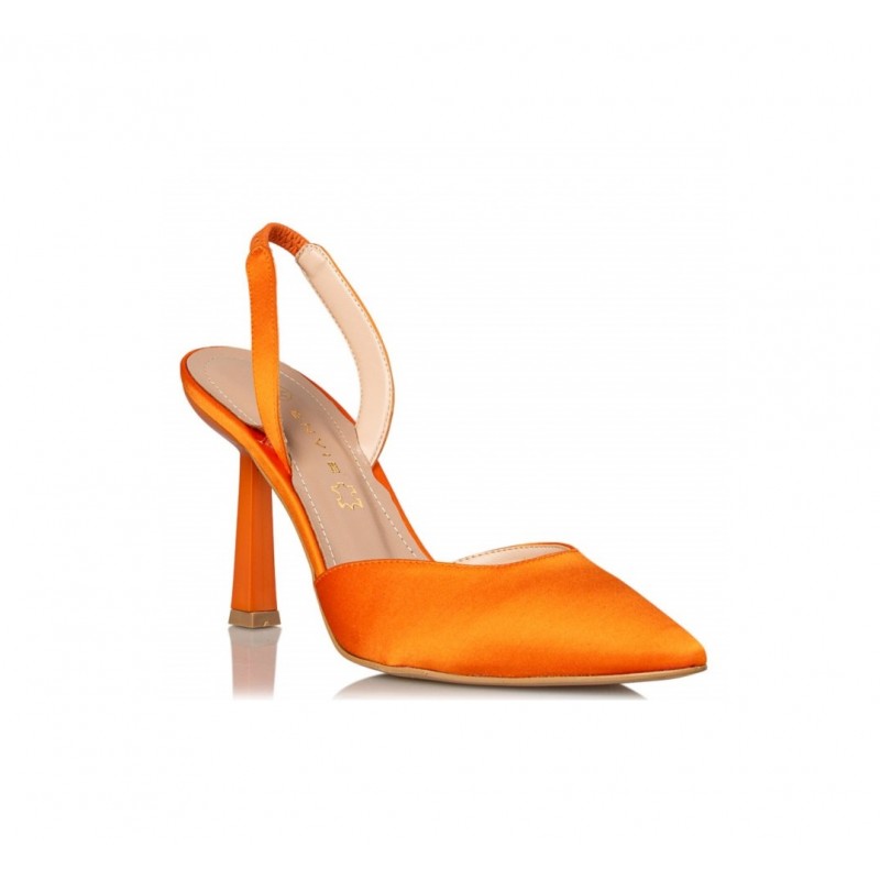 E02-15142-46 ORANGE SATIN SLINGBACK PUMPS ENVIE SHOES