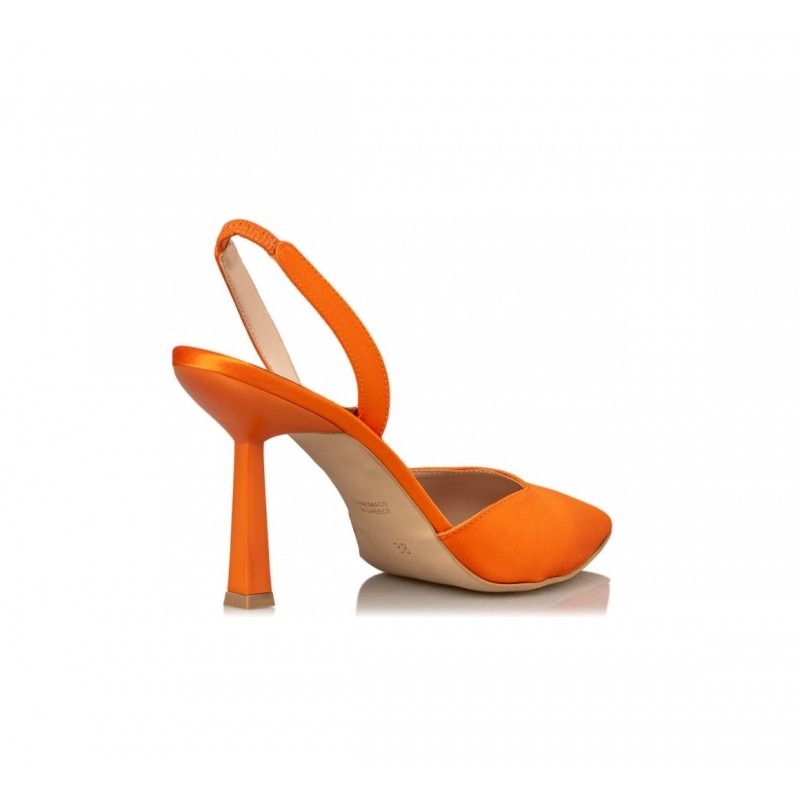 E02-15142-46 ORANGE SATIN SLINGBACK PUMPS ENVIE SHOES