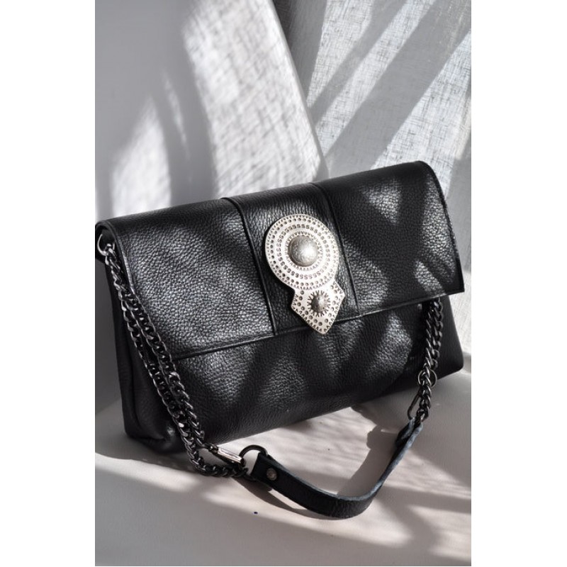 Aurora Leather Shoulder Bag - Black Bonendis