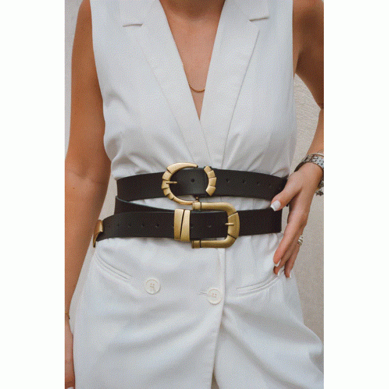 Elsie Leather Belt - Black Bonendis