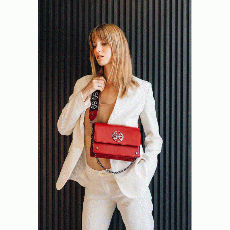 Lizy Leather Shoulder Bag - Red BONENDIS