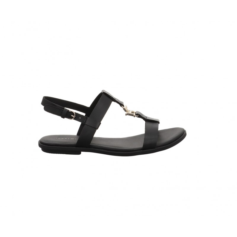 FW0FW07068 BLACK TH FLAT SANDAL TOMMY HILFIGER