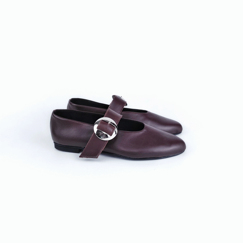 FLORENCE BROWN LEATHER BALLERINAS DEBOUR