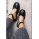 CARELLI BLACK LEATHER RUBBER FLATS DEBOUR