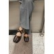 YUKI TABI BROWN LEATHER RUBBER FLATS DEBOUR