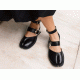 KEIKO TABI BLACK LEATHER RUBBER FLATS DEBOUR 