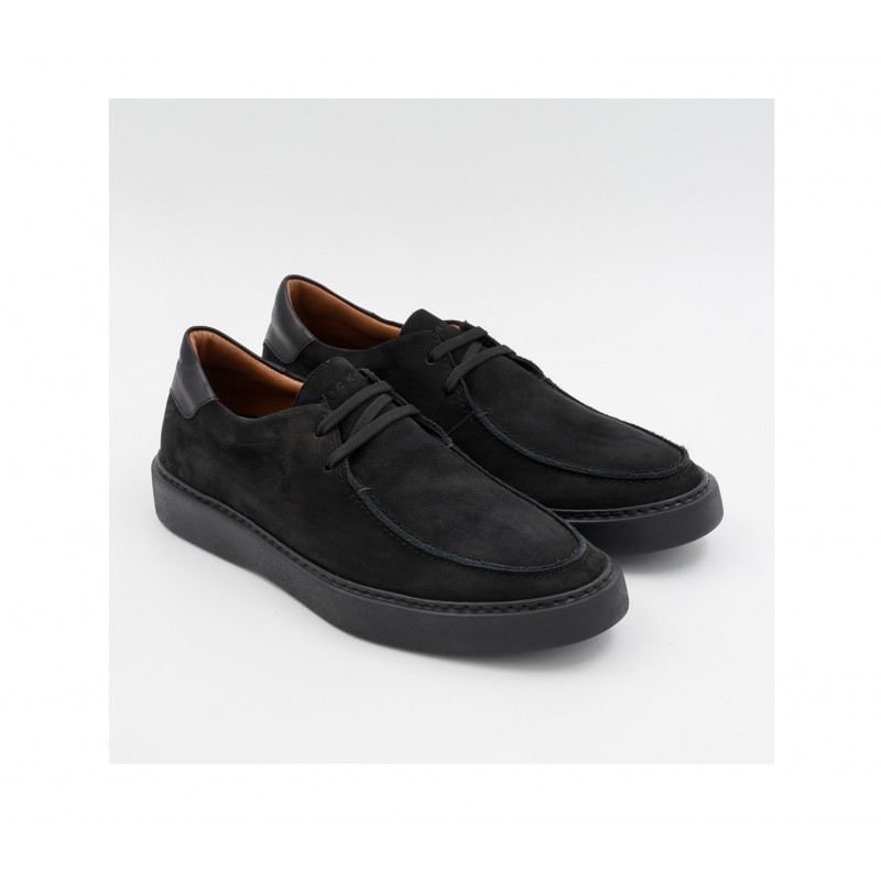 1034 BLACK Δετό Παπούτσι με Δέρμα Nubuck και Σόλα XL Extralight KRICKET 