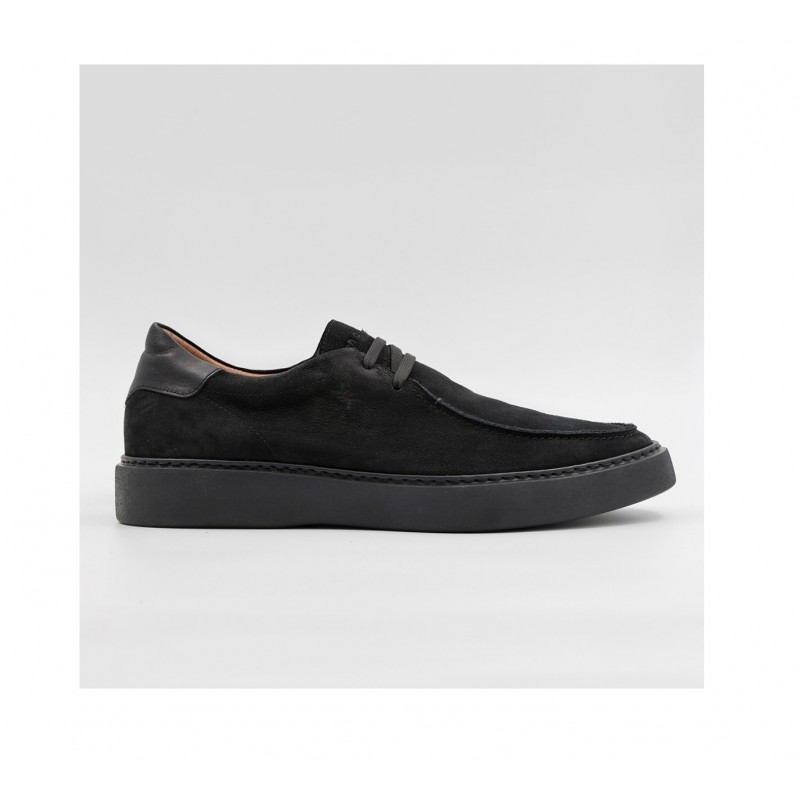 1034 BLACK Δετό Παπούτσι με Δέρμα Nubuck και Σόλα XL Extralight KRICKET 
