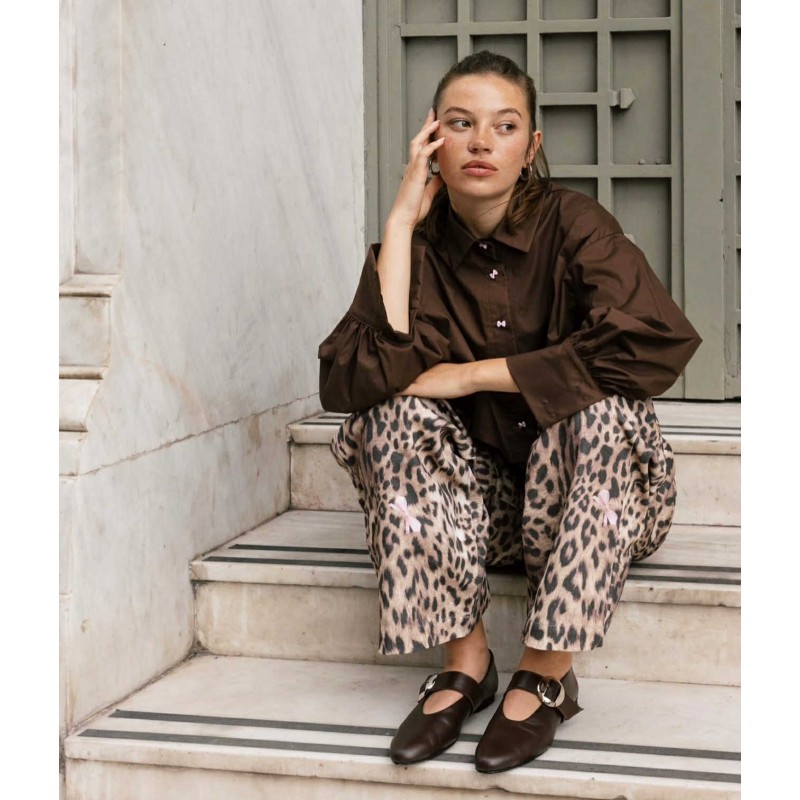FLORENCE BROWN LEATHER BALLERINAS DEBOUR