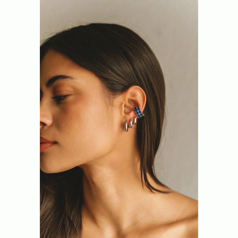 Eclipse Blue Silver Ear Cuffs Almynoma jewels