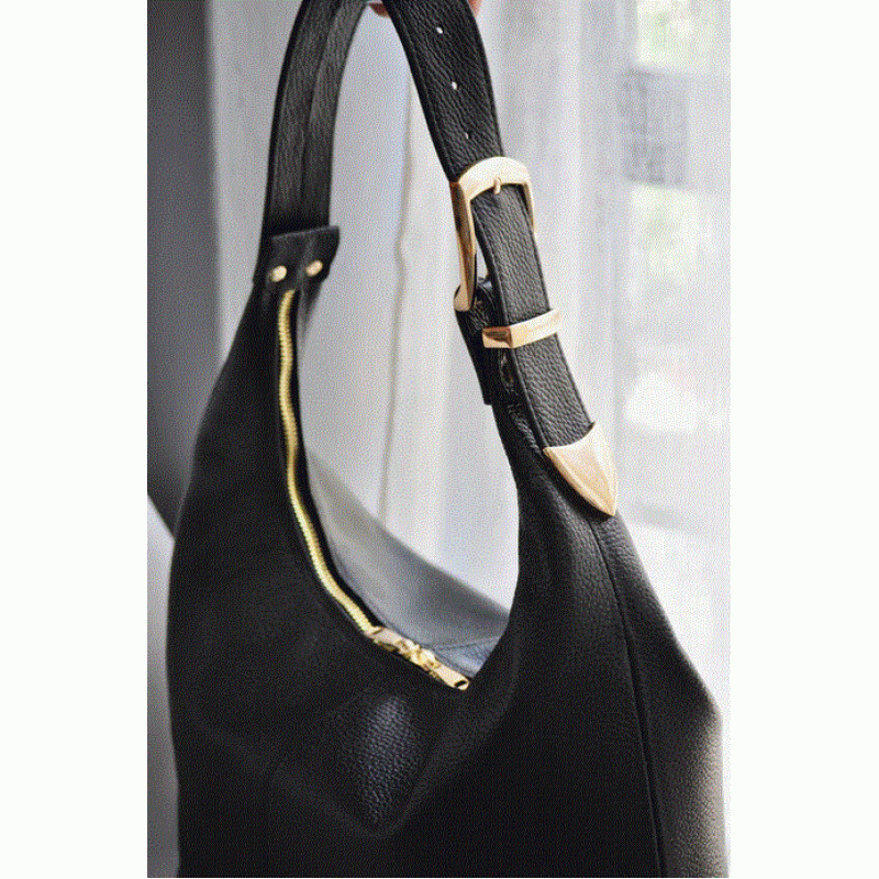 Serena Δερμάτινη Tote Bag - Μαύρο BONENDIS