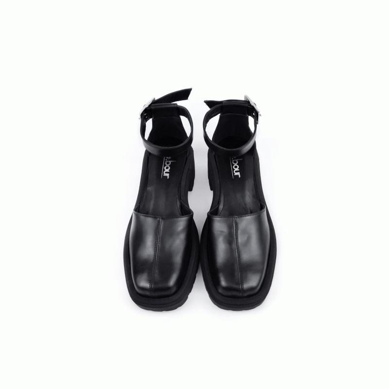 CARELLI BLACK LEATHER RUBBER FLATS DEBOUR