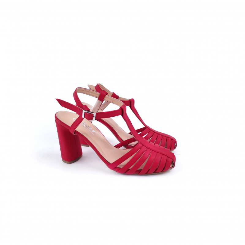 LOLA LEATHER T-STRAP HEELS DEBOUR