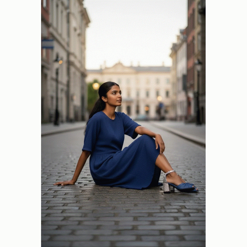 CASABLANCA SKY BLUE LEATHER & SILVER GLITTER HEELS DEBOUR
