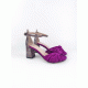 CASABLANCA MAGENTA SUEDE LEATHER & MULTICOLOR GLITTER HEELS
