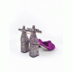CASABLANCA MAGENTA SUEDE LEATHER & MULTICOLOR GLITTER HEELS