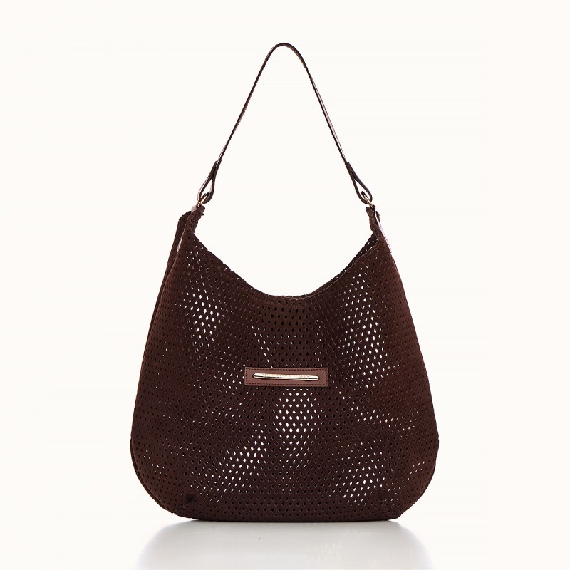 Brown Suede Slouchy Bag Premium Christina Malle 