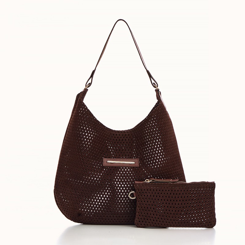 Brown Suede Slouchy Bag Premium Christina Malle 