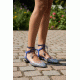 ALICIA SILVER GLITTER & INDIGO LEATHER SHOES DEBOUR 