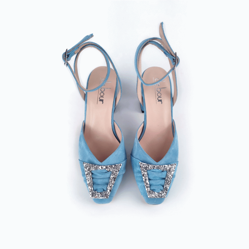 BRIGITTE BABY BLUE SUEDE HEELS DEBOUR