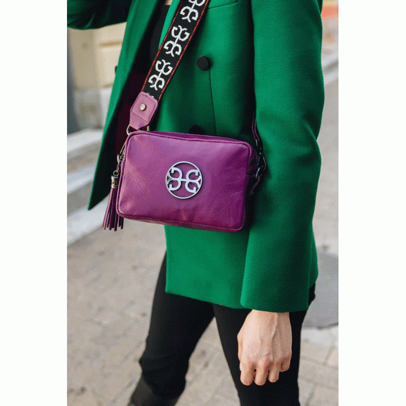 Mimi Leather Shoulder Bag - Purple Bonendis