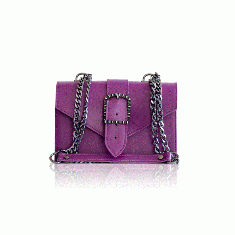 Kyra Leather Shoulder Bag - Purple Bonendis